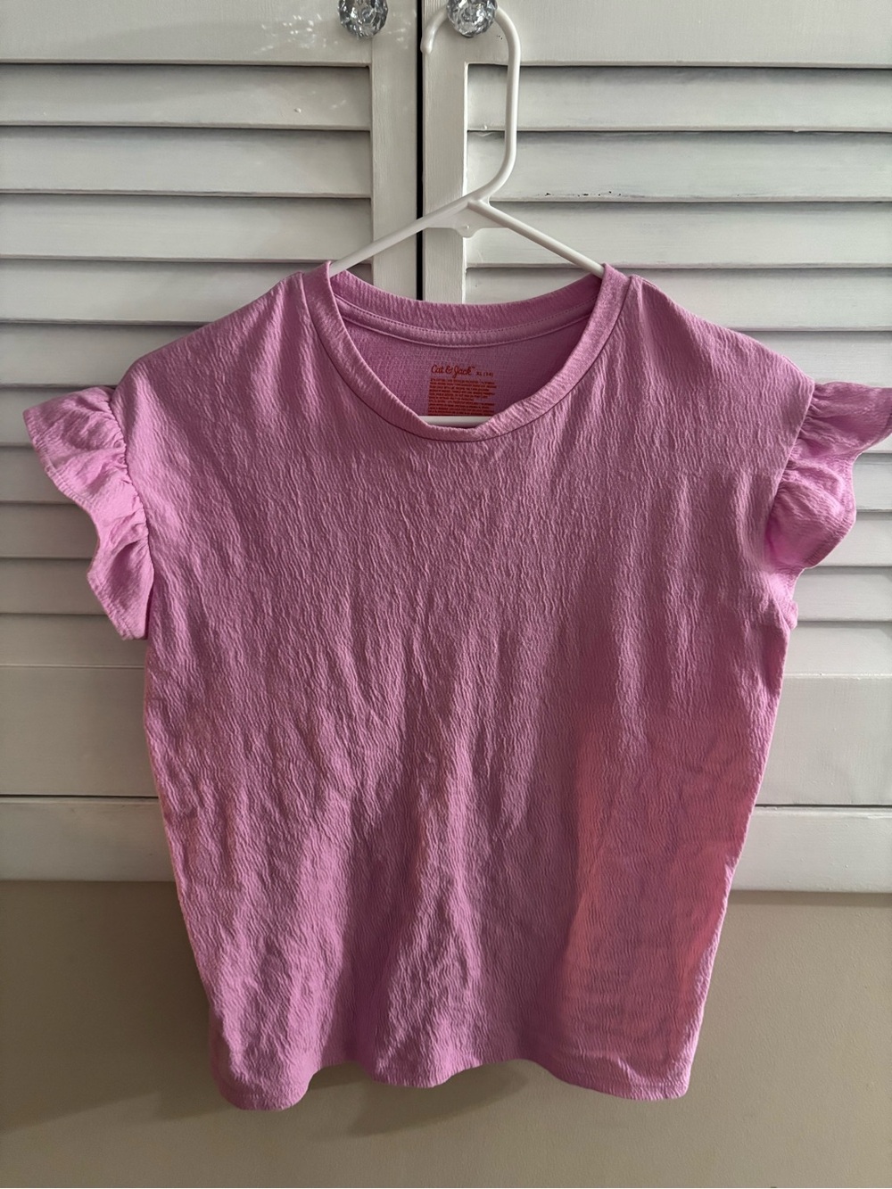 2 tops…..Girls' Pink Ruffle Sleeve Tee & blue long sleeve top
